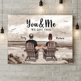 Art mural en toile personnalisé - Couple Beach Landscape Rétro vintage, Cadeau d’anniversaire pour couple
